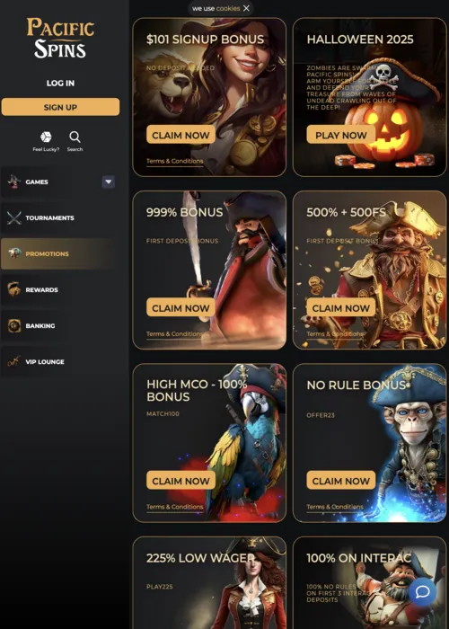 Offerte bonus esclusive vetrina Pacific Spins Casino